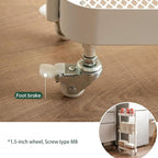 Rolling Storage Cart, 3 Tier Bathroom Organizer Mobile Shelving Unit, Metal Utility Cart Tower Rack for Kitchen Laundry Narrow Places(Fully Assembled Furniture, White)