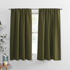 PONY DANCE Blackout Curtains & Drapes - Black Out Window Curtain Home Decoration Thermal Insulated Light Block Drapes for Christmas New Year, 52 by 54 inches, Olive Green, Set of 2