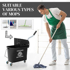 HOMCOM Compact Mop Bucket with Wringer on Wheels for Floor Cleaning, 21 Quart, Separate Dirty and Clean Water, for Home, Apartment, Black