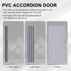 36" x 80" Accordion Doors Interior Folding Door, Grey PVC Accordion Door for Opening Width: 24"-36", Adjustable Height & Width, Two Strong Magnetic Blocks for Close Tightly, Protect Privacy