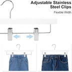 AMKUFO 20pcs Wooden Pants Hangers Solid Pants Hangers with Adjustable Clips 14 Inch White Wood Skirt Hangers Trousers Bottom Hangers with Non-Slip Clips and 360° Swivel Hook