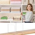 Shelf Dividers for Closet Organization: 4 Pack 10" Tall X 8.4" Deep Acrylic Clear Vertical Shelves Separators - Adhesive Adjustable Easy to Install Remove - Handbags/Clothes/Towel Storage