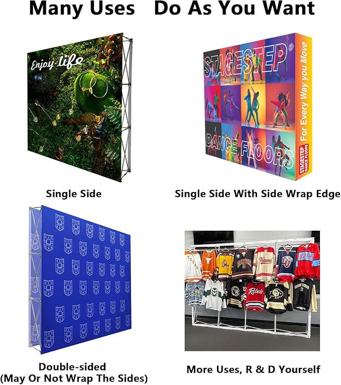 Portable Collapsible Pop Up Trade Show Display Backdrop Stand, A Folding Tension Fabric Holder For Tradeshow Booth Exhibition Wedding Conference Party Event 7.5x10FT(Frame Only)