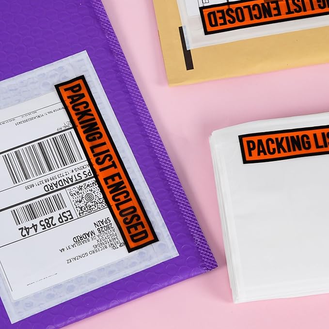 1000pcs 7.5"x5.5" Packing List Envelopes Self-seal Packing Slip Envelope Pouches Shipping Label Sleeves Top Loading Packing List Enclosed Bags.