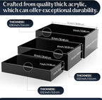 3 Pack Extra Large Acrylic Buffet Risers - 14”, 12”, 10” Black Display Stands with Hollow Bottoms, Cube Riser Boxes Nesting for Dessert Food Catering Buffet Display Party Supplies