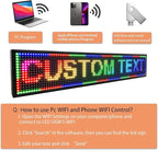 P6 Outdoor Full Color 40 x 18 inches Led Sign WIFI And USB Programmable Led Sign With High Resolution Scrolling Texts, Colorful images and videos LED Advertising Display Board For Shop (P10-40''x8'')