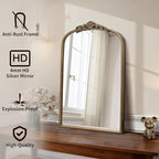 Micasso Vintage Wall Gold Mirror: 31"x 19" French Baroque Antique Mirror - Traditional Ornate Decorative Arched Mirrors for Wall/Bathroom/Entryway/Fireplace/Hallway - Home Decor for Living Room
