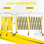 23FT Traffic Barricade with Casters, Metal Expandable Barricade, Folding Security Gate, Retractable Fence Outdoor Barricade Fence for Construction Area, Traffic Control(2pc)