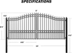 ZUMI Outdoor Steel Swing Gates - 14x6 ft. Heavy-Duty Weatherproof Security Gates - Broadway Style Driveway Fence