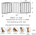 Freestanding Dog Gate Indoor,Doggie Gate Foldable Dog Gates for Doorways,Stairs or Hallways, Wooden White Pet Gate for The House, Pet Fence with Support Feet Included,32 "Height-3 Panels