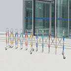 Expandable Metal Barricade, Safety Barrier with Casters 1.1x5M Portable Mobile Gate Stainless Steel Fence for Garage Construction Site Traffic Control (Colorful)