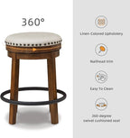 Signature Design by Ashley Valebeck Upholstered Swivel Stool, Cushioned Seat, Woven Fabric Upholstery, Wood, 24" H, Brown & Black