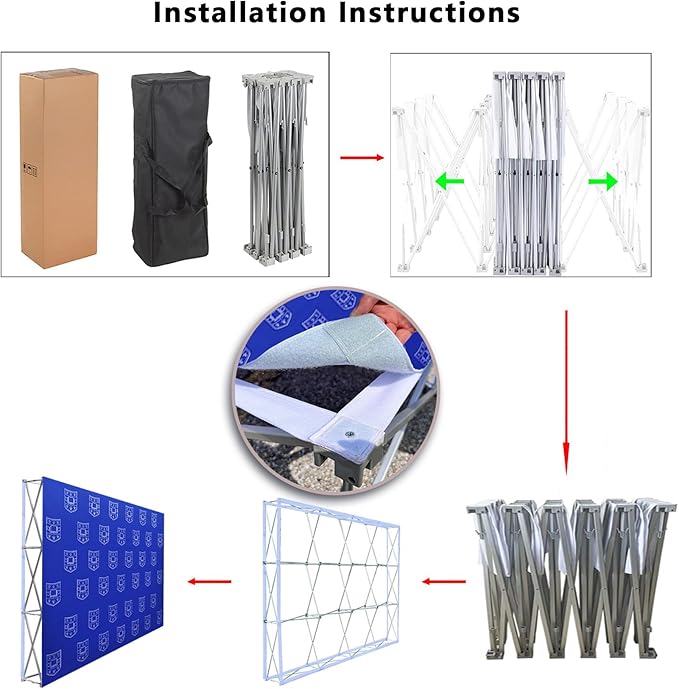 Portable Collapsible Pop Up Trade Show Display Backdrop Stand, A Folding Tension Fabric Holder For Tradeshow Booth Exhibition Wedding Conference Party Event 7.5x7.5FT(Frame Only)