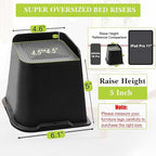 Bed Risers 1 inch, 2 inch, 3 inch, 4 inch, 5 inch, 6 inch, 8 inch Heavy Duty, Oversized Furniture Riser for Couch Sofa Table Chair Leg Frame Dorm, Support up to 6000 Lbs (Black 6 Pack, 5 inch)