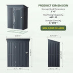 3x5 FT Outdoor Metal Storage Shed, Single Door, 1 Clear Window, Tool Shed for Garden, Patio, Backyard
