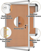 Mifuro 36"x24" Enclosed Bulletin Board, Lockable Weather-Resistant Aluminum Cork Noticeboard for School & Office, Silver Frame w/Cork