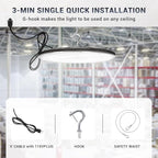 200W UFO Led High Bay Light,120VAC,5000K Daylight Commercial Bay Lighting,IP66 Waterproof,30500LM,850W MH/HPS with Plug Area Lighting for Warehouse/Shop/Workshop/Barn/Gym/Factory