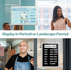 Acrylic Sign Holder 8.5" x 11" Wall Mount, Self Adhesive Magnetic Display Frame with Nano Tape, Plastic Clear Document Frame for Office, Store, School, Home, Wall Picture Frame (Silver, 5Pack)