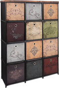 Storage Tower Unit with 12 Drawers, Vintage Floral Cube Organizer Shelf, Tall Fabric Dresser for Bedroom, Closet, Nursery, Hallway, Entryway