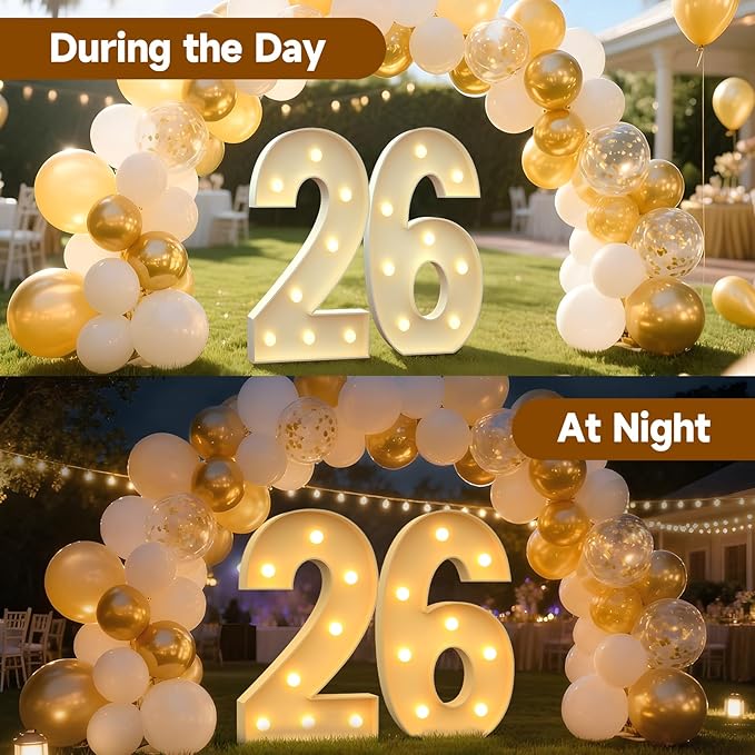 Mixifox 3FT Marquee Numbers 26, Large Light up Number 26 for Birthday Party Supplies, Sign, Backdrop, Happy 26th Birthday Decorations for 26 Years Old Women Men
