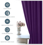 PONY DANCE Kitchen Blackout Curtains - Home Decoration Light Block Curtain Drapes Window Coverings Short Drapes with Rod Pocket for Bedroom, 42-inch by 45-inch, Royal Purple, 2 Panels