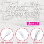 Treat Yourself Neon Sign for Wall Decor, LED Pink Neon Sign Treat Yourself Light with Heart, Room Decorations for Bedroom, Birthday Party, Wedding, Salon, Bar, Esthetician, Home, Girl Cave