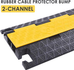 Heavy-Duty Rubber Cable Protector Ramp (4-Pack) - 2-Channel Floor Cord Cover for Driveway, Warehouse, Events - 22,000 lbs Load Capacity - Indoor & Outdoor Use - Cable Speed Bump for Hoses, Cables