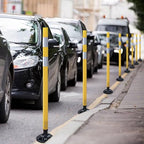 8 Pack Traffic Delineator Post Cones, High Visibility 3M Reflective Tapes, Flexible Spring Post with Detachable Base, for Highway Road Safety, Garage, Parking Lot (Yellow, 48")