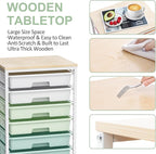 Rolling Storage Utility Cart Organizers with 8 Drawers and Wooden Tabletop for Living Room,Office,Classroom,Craft Room,Bedroom,Dorm,Green