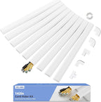 Delamu Cord Hider Cover, 142in TV Cable Concealer Kit for Wall Mounted TV with Management 3-4 Wires, Paintable Cable Cover for Floor, Easy Install, W 1.18 H 0.63in, White