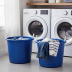 HOMZ 2-Pack Utility Tub, Large Plastic Storage Bucket with Rope Handles, 17 Gallon, Blue - Portable Indoor and Outdoor Buckets for Kitchen, Laundry, Garden, Bathroom, and Garage Organization