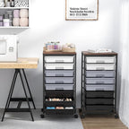 Rolling Cart with Drawers,Utility Cart With 8 Drawers and Wooden Tabletop for Living Room,Classroom,Bedroom,Bathroom,Dorm,Office,Dark Grey