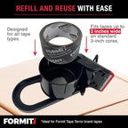 Clear Packing Tape with Dispenser (1 Roll) - Professional Grade for Boxes - Packaging, Shipping with Refillable Dispenser, Fits Standard Bulk Tapes Up to 2" Wide
