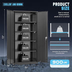 Superday Metal Storage Cabinet with Lock, 72" H Garage Storage Cabinet with Doors and 4 Adjustable Shelves, Black Steel Locking Cabinets for Office, Home, Garage, Gym, School