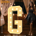 Pooqla 4 FT Marquee Light Up Letters, Cool White and Warm White Marquee Letter 4 Feet Tall, Giant LED Sign Big Mosaic Letter G for Balloons Birthday Party Anniversary Wedding Decorations