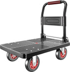 Upgraded Foldable Push Cart Dolly | 800 lbs. Capacity Moving Platform Hand Truck | Heavy Duty Space Saving Collapsible | 5‘’ TPR 360-Degree Silent Wheels | 2 Swivel Wheels and 2 Rigid Wheels
