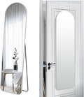 57x16 Door Hanging Full Length Mirror, Floor Stand (Height 5.7ft just Body in1.3ft) / Wall Mounted Metal Frame Arch Dressing Mirrors for Bedroom Living Room 57 inch Silver