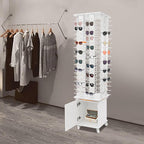 Sunglasses Display Stand, 144 Pairs Wooden 360° Rotating Sunglass Eyeglass Holder Organizer, Glasses Hanger Storage Rack for Retail Commercial Display, W14.6*H66.1in (White)