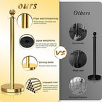 4PCS Gold Stanchions Posts with 3PCS 5 ft Red Velvet Rope, Red Velvet Rope Stanchion Set Crowd Control Barriers, Stanchions and Velvet Ropes Red Carpet Poles for Party Supplies