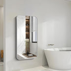 FORBATH 24x48 Inch Silver Bathroom Mirror for Over Sink, Narrow Rectangular Full Length Mirror with Metal Frame, Rounded Corners for Bathroom, Bedroom, Entryway Decor (Horizontal or Vertical)