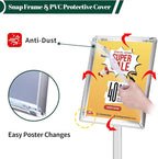 3Pcs Heavy Duty Pedestal Sign Holder for Display, 8.5 x 11 inches Adjustable Floor Standing Sign Holder with Weighted Base ,Sign Stand for Indoor/Outdoor Advertising，Silver