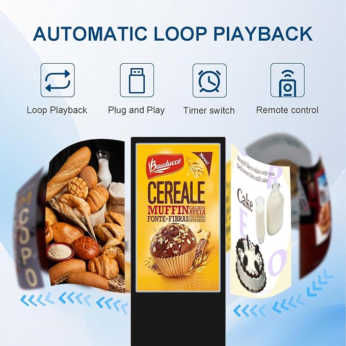 43 in Digital Signage Capacitive Touch Digital Signage Displays,with WiFi USB/APP Software Input Digital Signage Kiosk, Android 11 Digital Signage Player