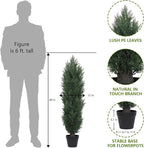 THE BLOOM TIMES 4ft Topiary Trees Artificial Outdoor Set of 2, UV Resistant Faux Cedar Pine Cypress Bushes & Shrubs, Fake Plants for Front Porch Outside Planter Patio Christmas Decor 4 Foot Tall