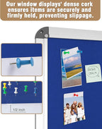 Mifuro 38"x38" Enclosed Bulletin Board, Lockable Weather-Resistant Aluminum Cork Noticeboard for School & Office, Silver Frame w/Blue Flet