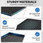 Peg Board, 2 Pack Metal Pegboard Panels Black Pegboards Wall Organizer with Frame Large Heavy Duty Peg Board with Hooks for Walls Home,Garage Tool Storage,Office Organization,Kitchen 24”×16”