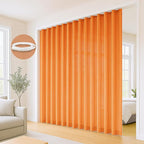 Faux Linen Semi Sheer Extra Wide Room Divider Curtain with Flexible Curtain Track, Light Filtering Privacy Drapes for Window Sliding Glass Door, Living Room Bedroom, Sunset Orange,100"W x 84"L,1 panel