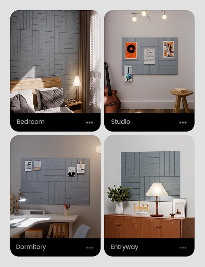 Large Felt Bulletin Board 36"x24" Cork Board Alternative - 6 Pack with 40 Safe Removable Adhesive Tabs, Cork Boards for Walls Felt Board for Home Office Classroom Pin Board-Blue Gray