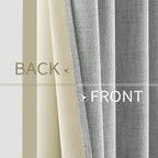 MIULEE Linen Curtains for Bedroom 100% Blackout Thermal Insulated Glacier Gray Grommet Room Darkening Curtains & Drapes for Living Room Nursery 52 x 90 Inch (2 Panels)