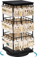 360 Rotating Earring Display Stands for Selling, Earring Rack Display Holder Stand, Jewelry Display for Vendors Selling Earring Cards, Necklaces, Bracelets, Hair Accessories (48 Hooks)