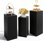 Cake Pedestal Stands for Party 3PCS Dessert Table Display Plinth Pillars Black Square Pedestal Stands for Wedding Sculpture Display Column Decoration Cube (3PCS-Square-Black)